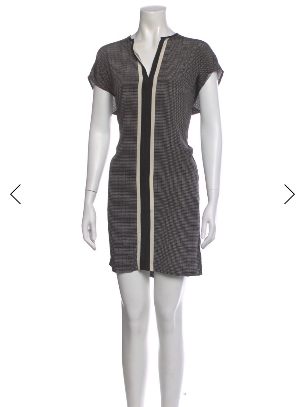 Vince 100% Silk Striped Shift Dress – Black / Gray / Ivory, Size XS